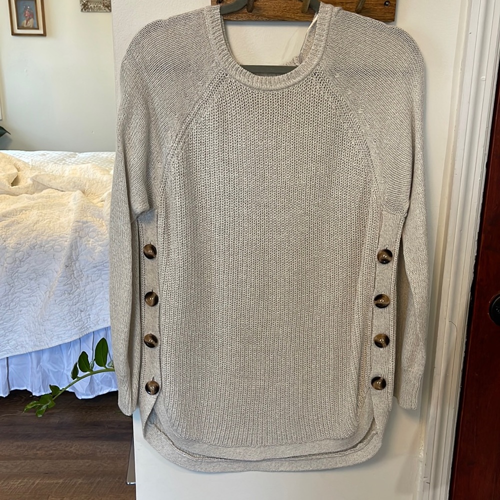 Beautiful oatmeal colored sweater with buttons